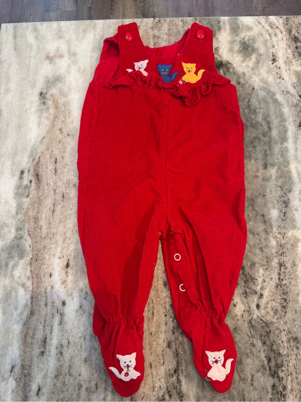 Vintage Footed Overalls with Cats